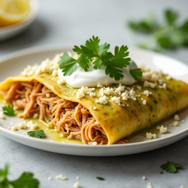 Salsa Verde Shredded Chicken Enchiladas