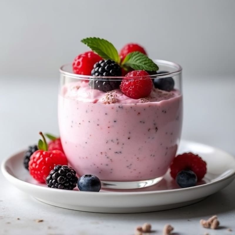 Greek Yogurt Protein Mousse with Mixed Berries