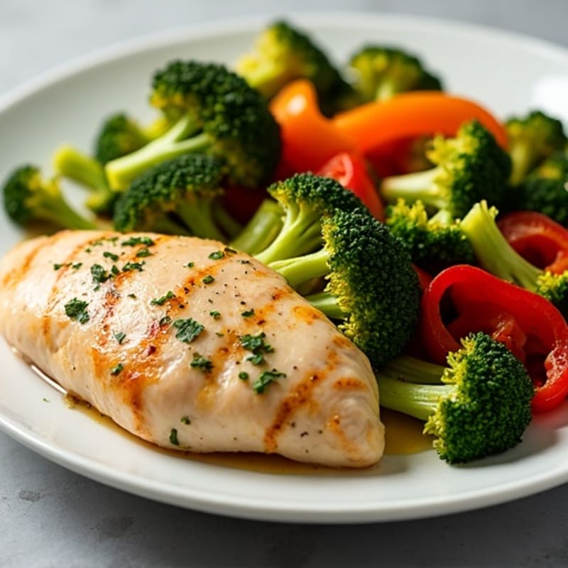 Sheet Pan Lemon Garlic Chicken with Roasted Broccoli and Bell Peppers