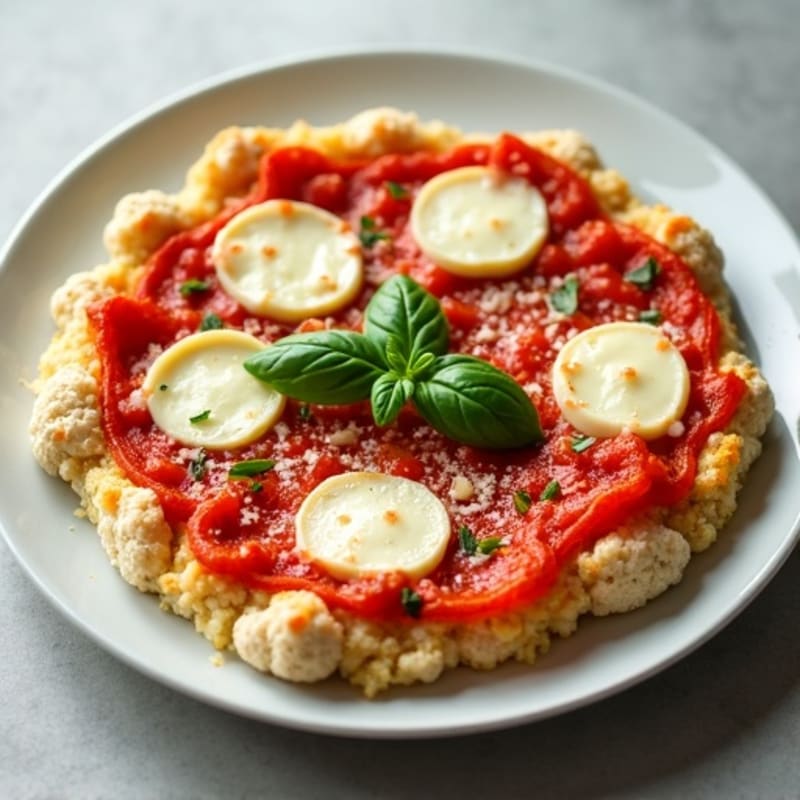 Cauliflower Crust Margherita Pizza with Fresh Basil