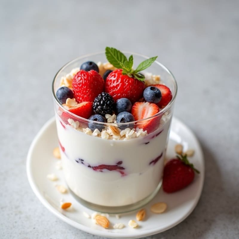 Creamy Greek Yogurt Parfait with Mixed Berries and Almonds