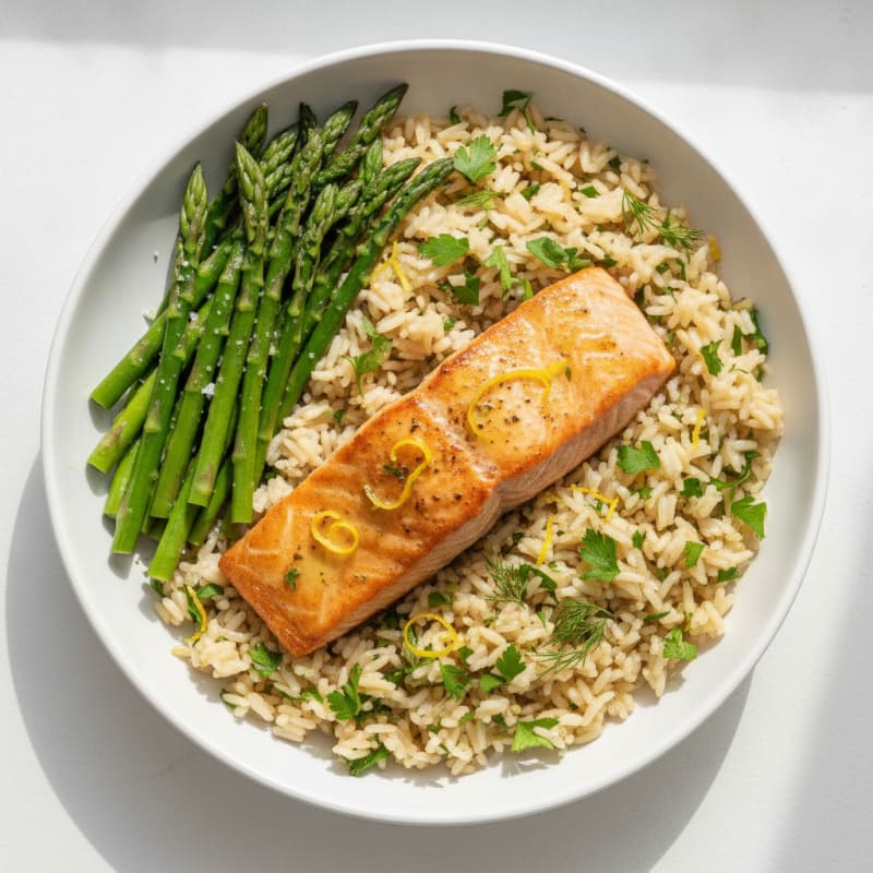 Pan-Seared Salmon with Lemon-Herb Basmati