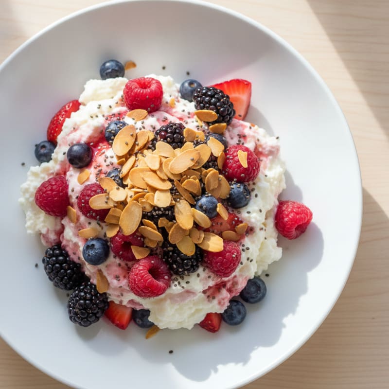 Greek Yogurt Protein Mousse with Mixed Berries