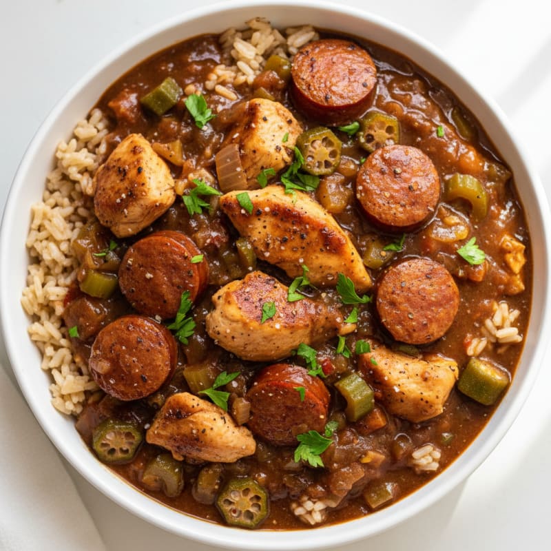 Smoky Creole Chicken and Sausage Gumbo