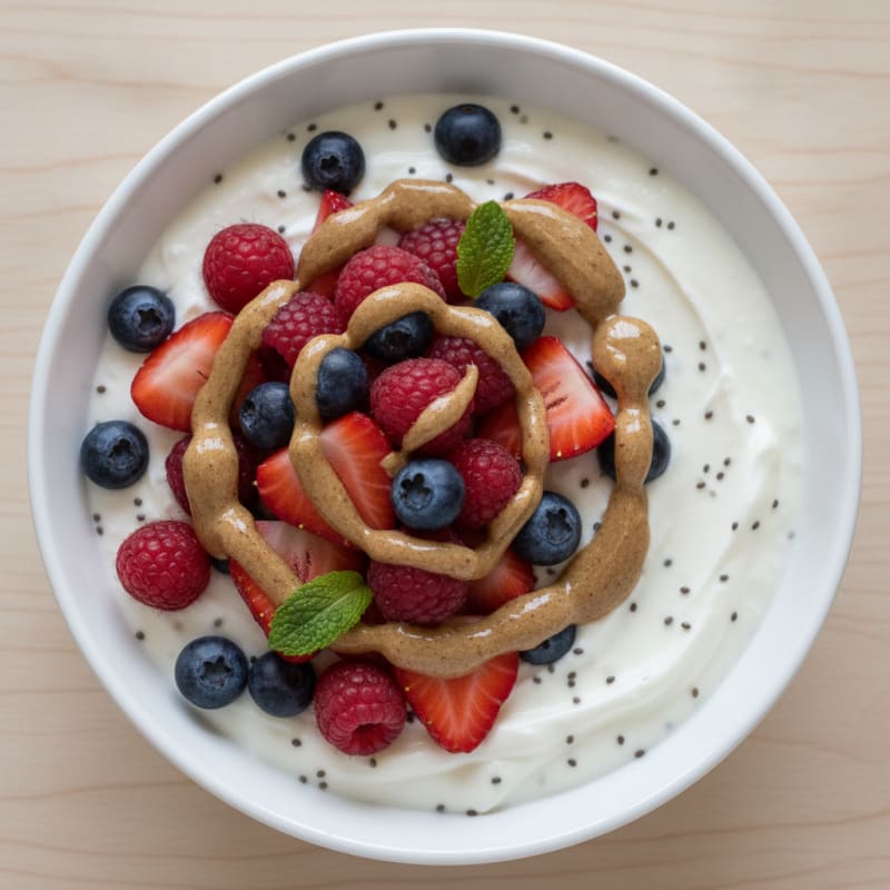 Creamy Greek Yogurt Protein Pudding with Mixed Berries