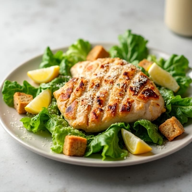 Grilled Chicken Caesar Salad with Crispy Romaine