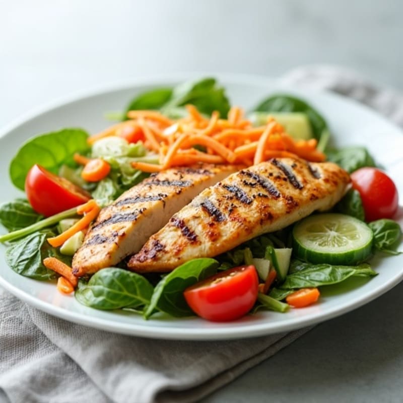Grilled Chicken Breast Salad with Crunchy Cabbage and Lemon Vinaigrette