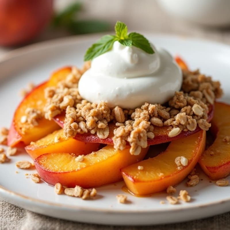 Baked Sweet Peaches with Crispy Oat Crumble