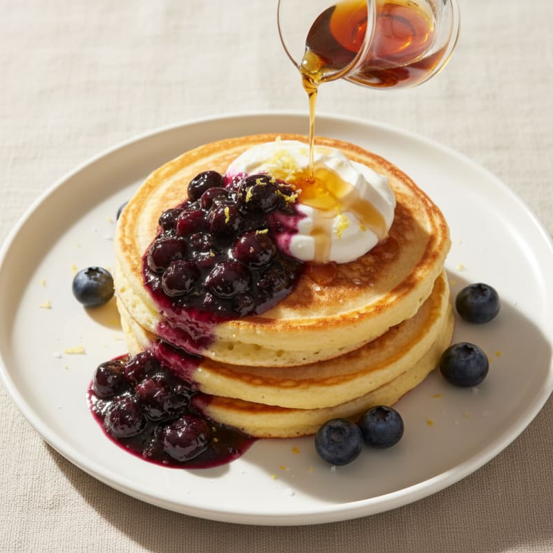 Fluffy Lemon-Ricotta Pancakes with Berries