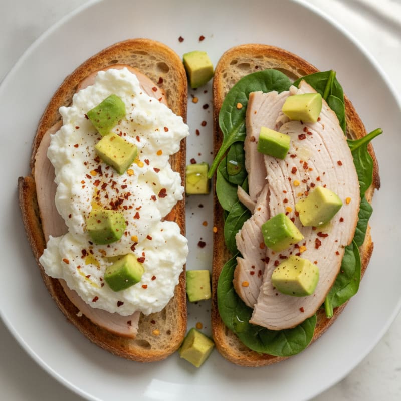 Egg White and Turkey Sourdough Toast with Spinach