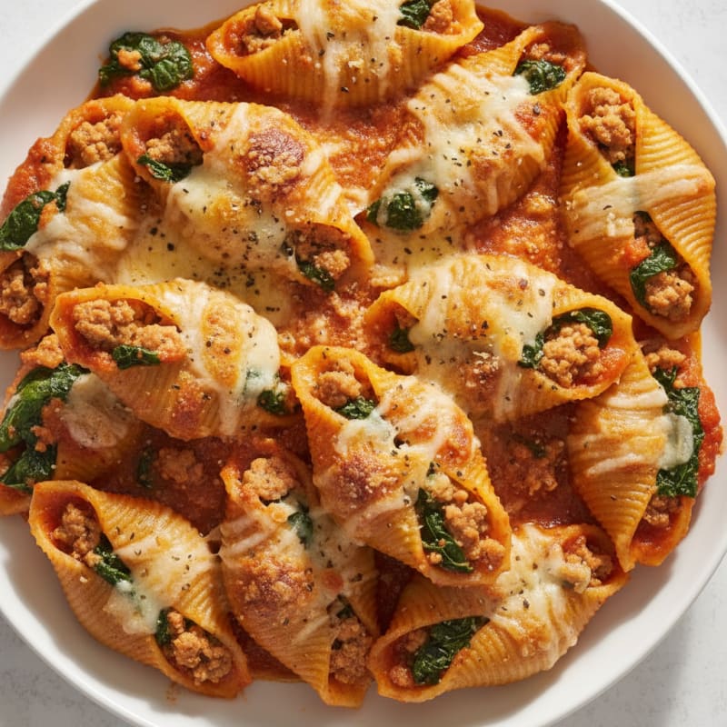 Baked Spinach Ricotta Stuffed Shells
