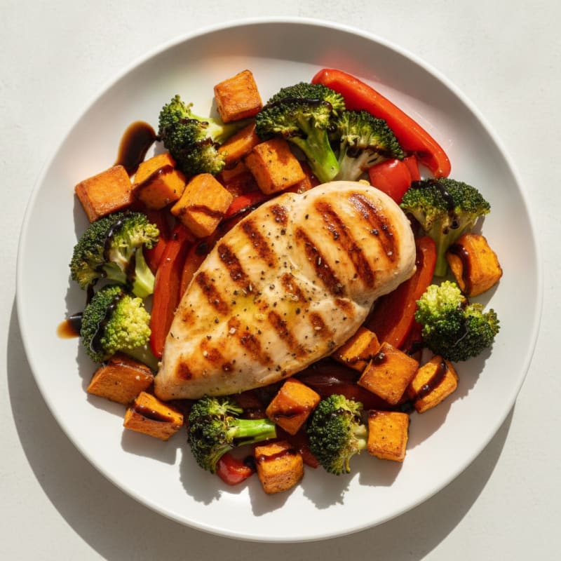Lemon-Herb Grilled Chicken with Balsamic Roasted Vegetables