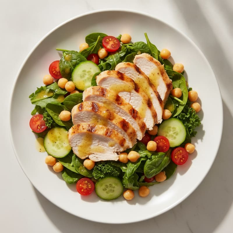 Grilled Turkey Breast Salad with Chickpeas and Lemon Vinaigrette
