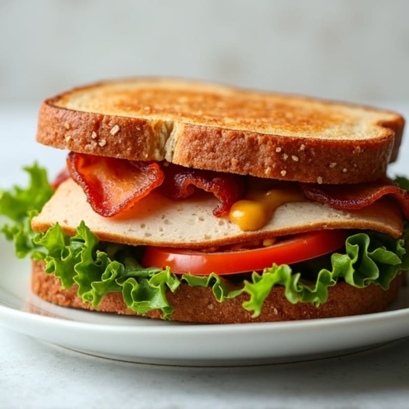 Crispy Turkey Bacon Club on Whole Wheat with Fresh Greens
