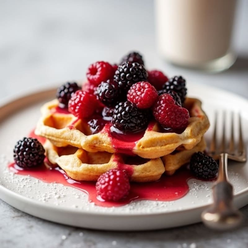 Protein-Packed Almond Flour Waffles with Berry Compote