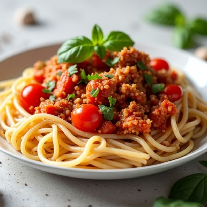 Lean Ground Turkey and Fresh Tomato Sauce with Whole Wheat Spaghetti