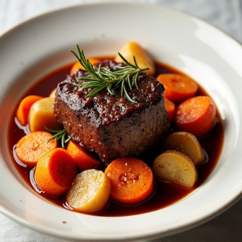 Red Wine Braised Short Ribs with Root Vegetables
