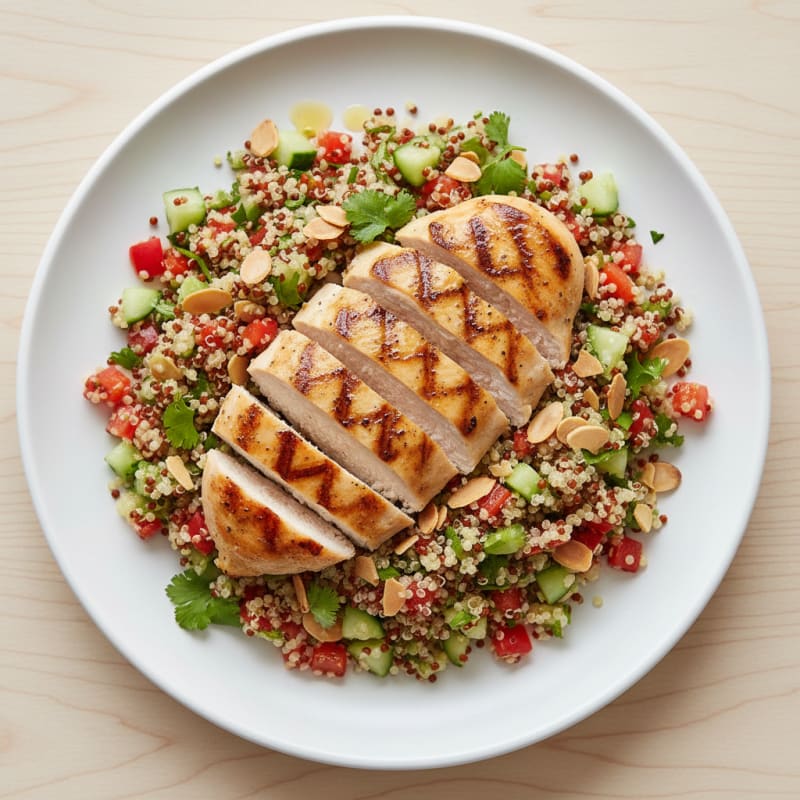 Grilled Chicken Breast with Crunchy Quinoa Salad