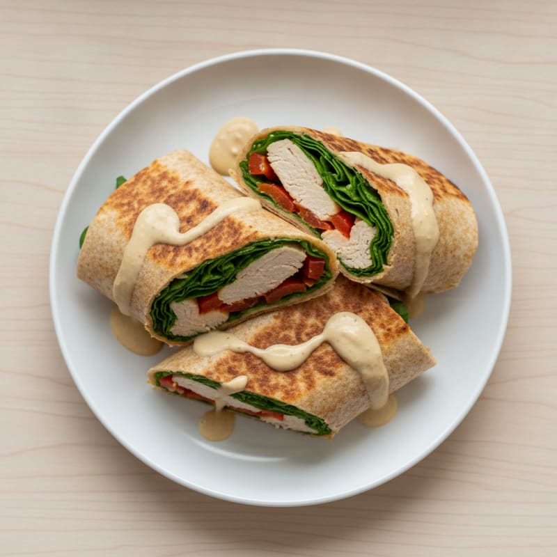 Grilled Turkey and Veggie Wrap with Spinach
