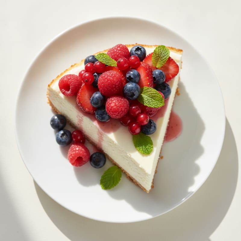 Greek Yogurt Protein Cheesecake with Fresh Berries