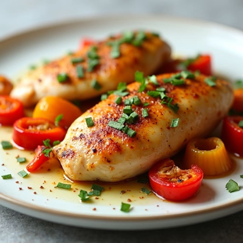 Spicy Lime Roasted Chicken with Bell Peppers and Onions