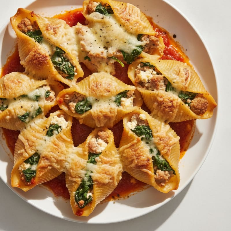 Baked Spinach Ricotta Stuffed Shells