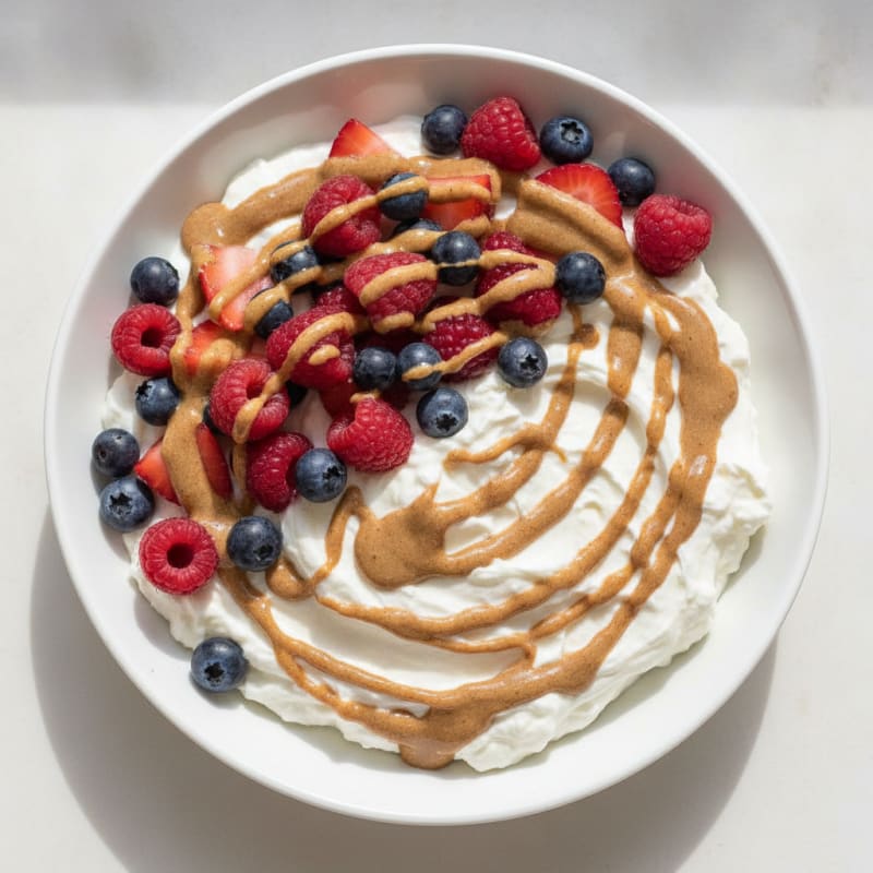 Creamy Greek Yogurt Protein Bowl with Mixed Berries and Almond Butter