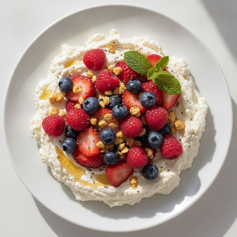 Silky Greek Yogurt Protein Mousse with Mixed Berries