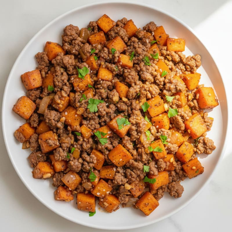 Ground Beef and Sweet Potato Hash