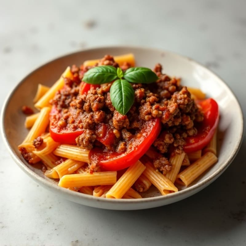 Lean Beef Mince and Tomato Pasta with Roasted Peppers