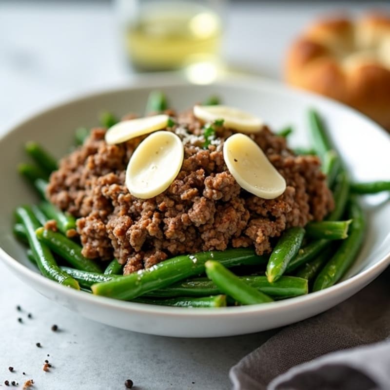 Savory Ground Beef and Crispy Green Beans