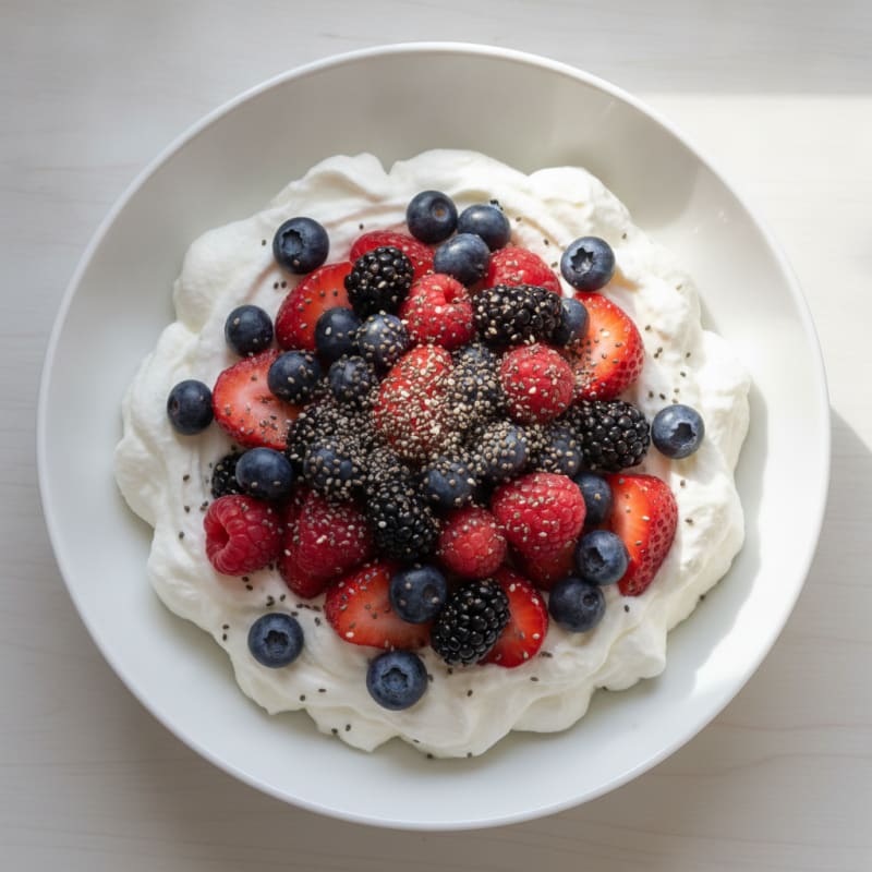 Silky Greek Yogurt Protein Pudding with Mixed Berries