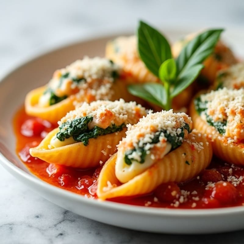 Creamy Ricotta-Spinach Stuffed Pasta Shells