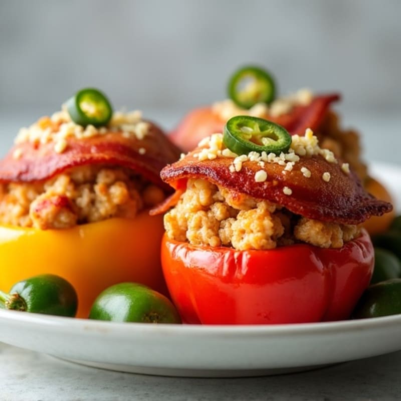 Crispy Bacon-Wrapped Jalapeño Chicken Stuffed Bell Peppers