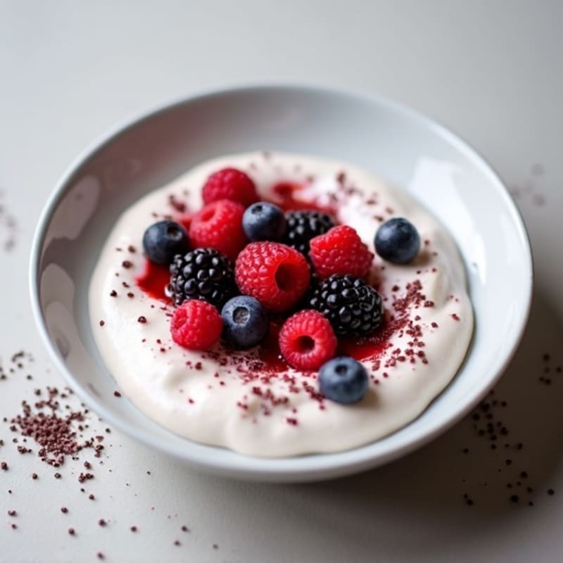 Greek Yogurt Protein Mousse with Mixed Berries