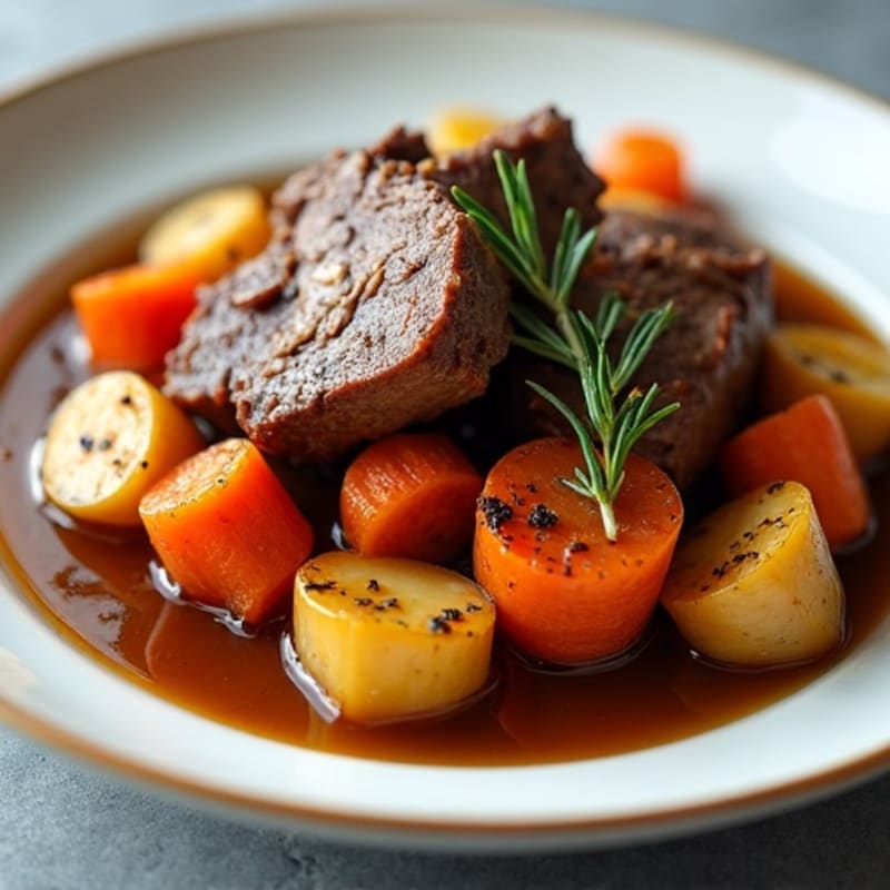 Slow-Cooked Beef Pot Roast with Roasted Root Vegetables