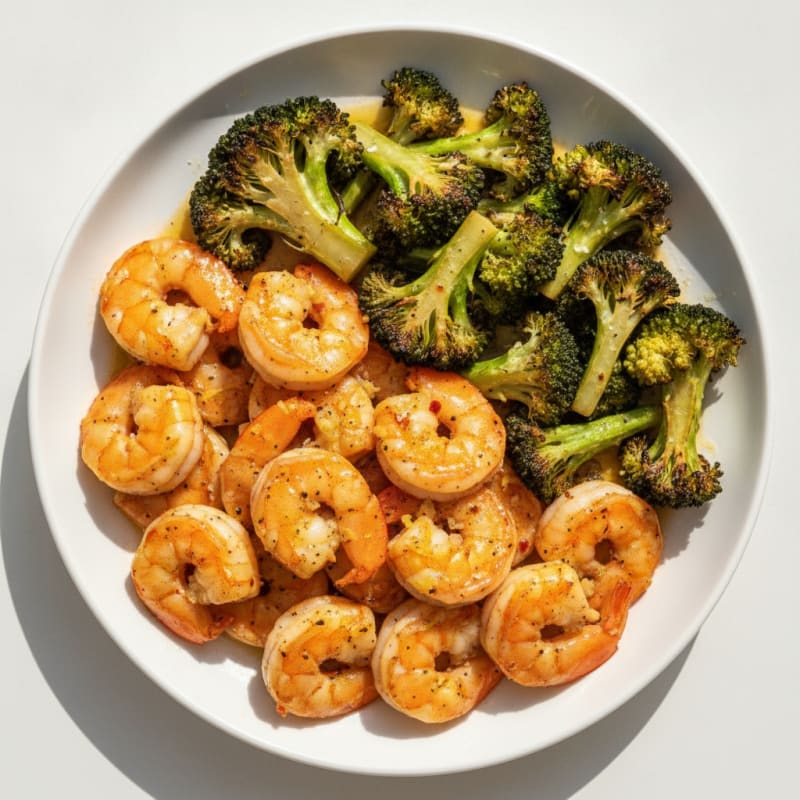 Garlic Shrimp with Roasted Broccoli