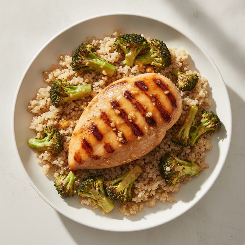 Grilled Chicken Breast with Roasted Broccoli and Quinoa