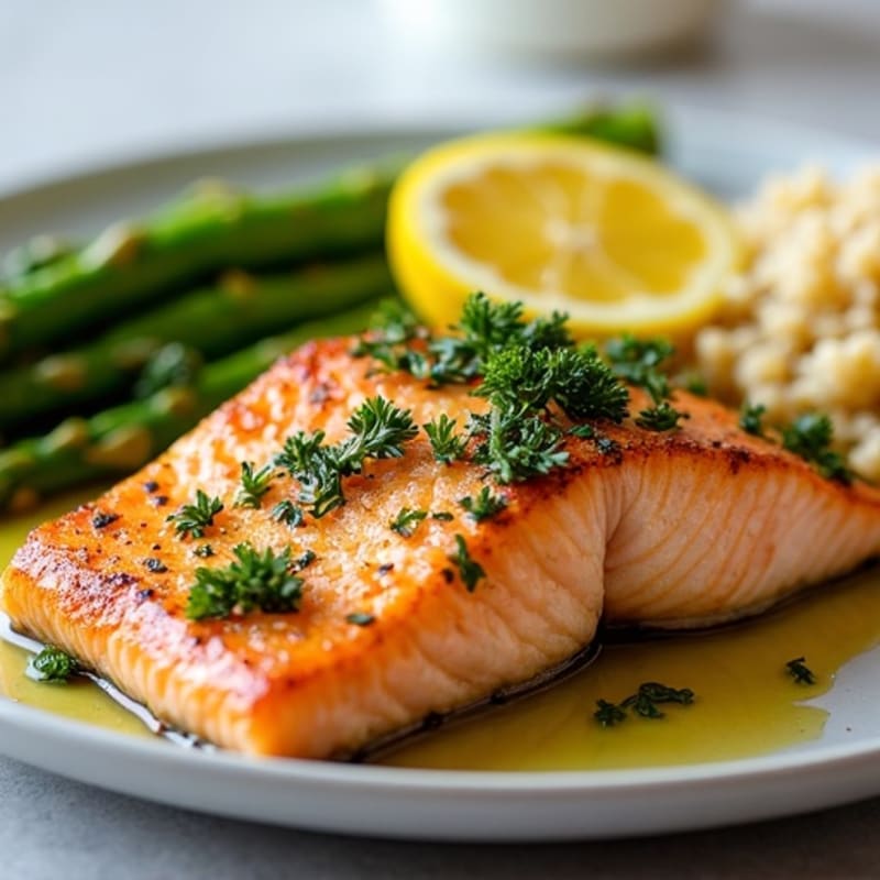Herb-Crusted Pan Seared Salmon with Lemon
