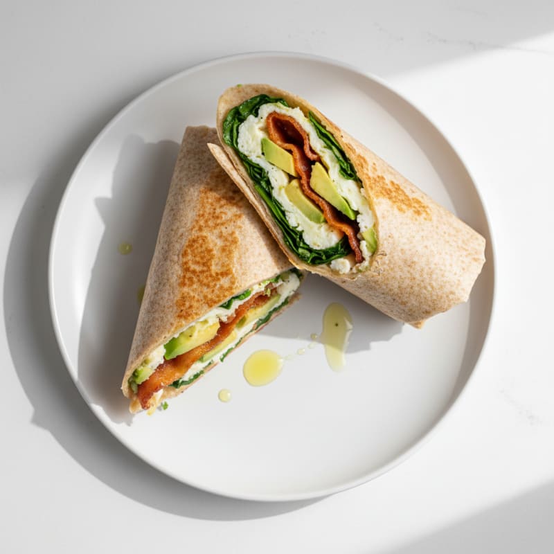 Crispy Turkey Bacon and Egg White Breakfast Wrap