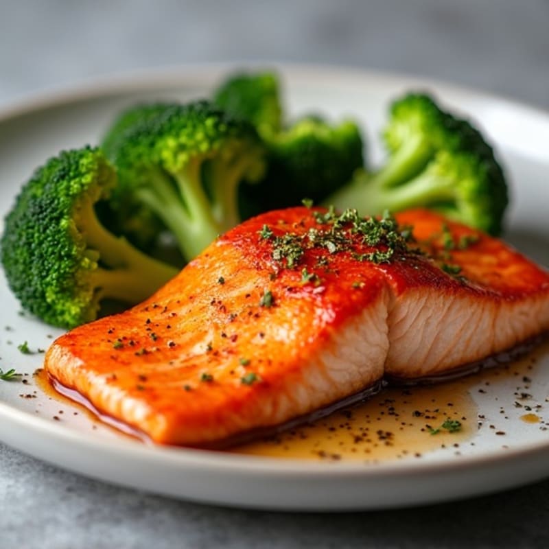 Honey Sriracha Glazed Salmon with Roasted Broccoli