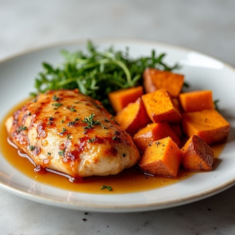 Sticky Maple Chicken with Roasted Sweet Potatoes