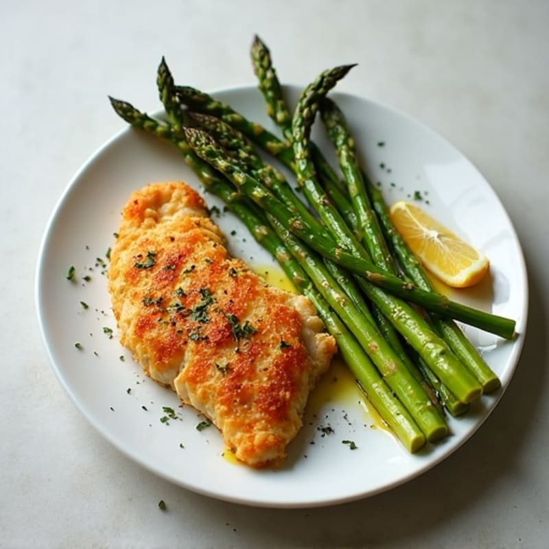 Crispy Lemon Herb Chicken with Roasted Asparagus