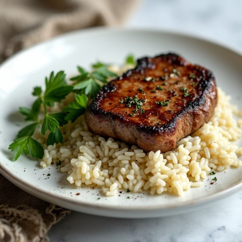 Pan-Seared Knuckle Steak with Fluffy Herb Rice