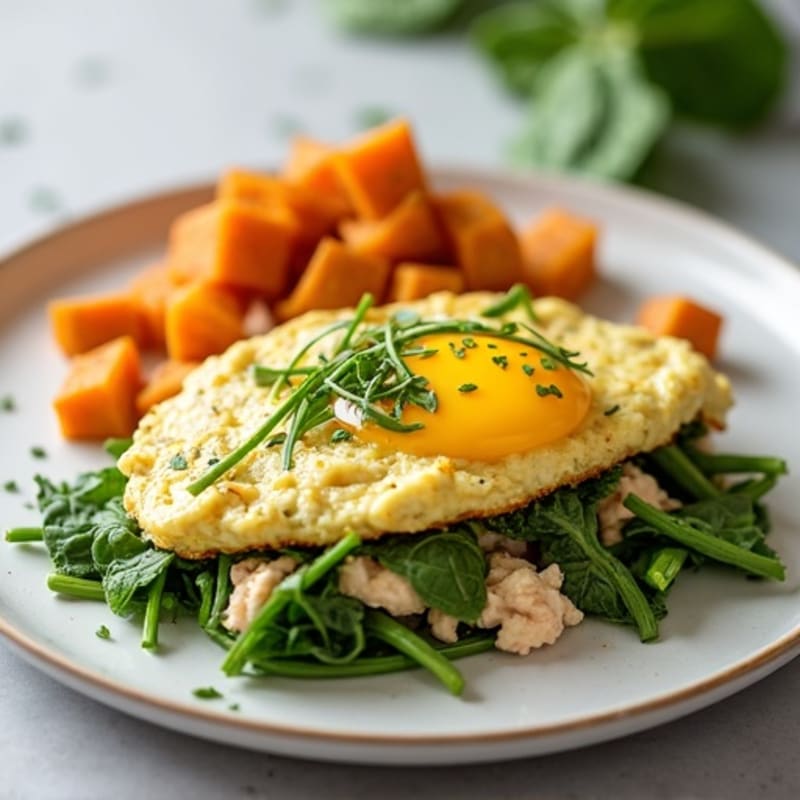 Egg White Scramble with Chicken, Spinach & Avocado
