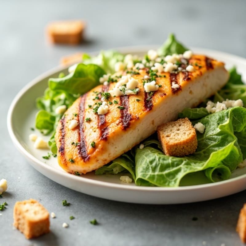 Grilled Chicken Caesar Salad with Crispy Romaine