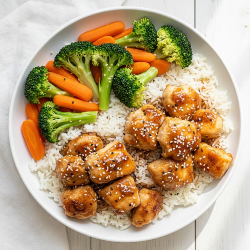 Crispy Honey-Garlic Chicken Bowls