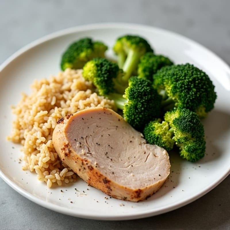 Herb-Baked Turkey Breast with Steamed Brown Rice and Broccoli