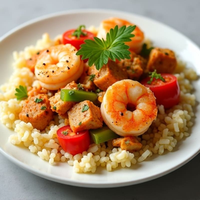 Lean Shrimp and Chicken Cauliflower Rice Jambalaya