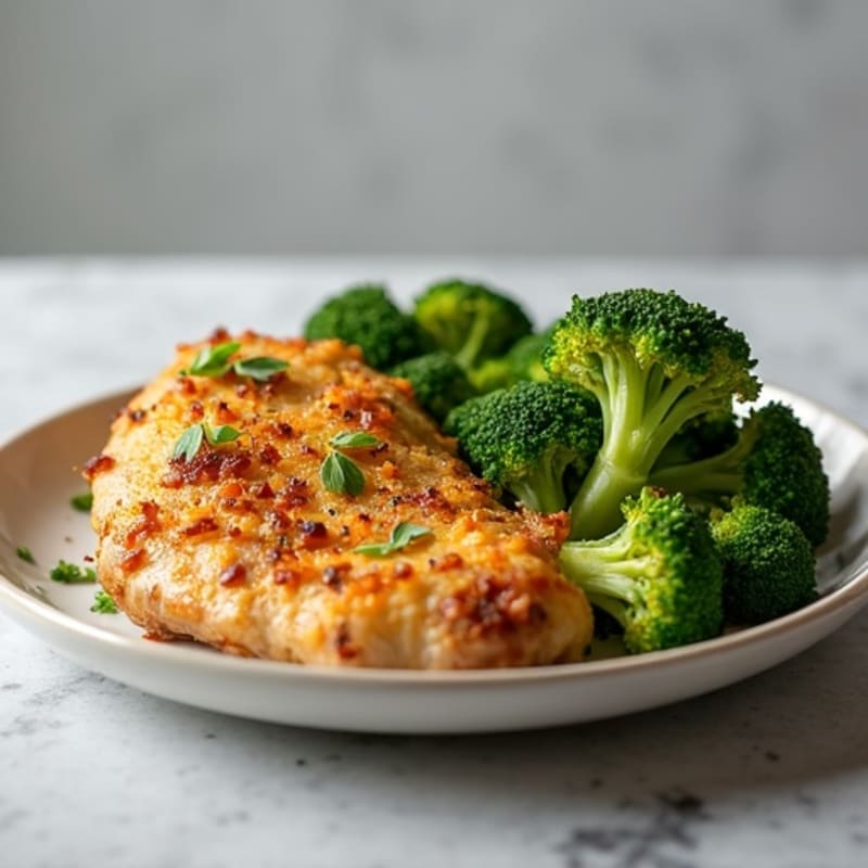 Crispy Baked Potato with Lean Chicken and Roasted Broccoli